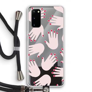 CaseCompany Hands pink: Samsung Galaxy S20 Transparant Hoesje met koord