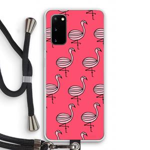CaseCompany Flamingo: Samsung Galaxy S20 Transparant Hoesje met koord