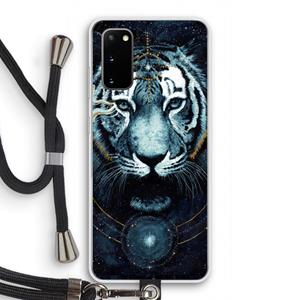 CaseCompany Darkness Tiger: Samsung Galaxy S20 Transparant Hoesje met koord