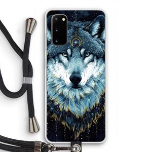CaseCompany Darkness Wolf: Samsung Galaxy S20 Transparant Hoesje met koord