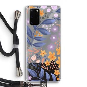 CaseCompany Flowers with blue leaves: Samsung Galaxy S20 Plus Transparant Hoesje met koord