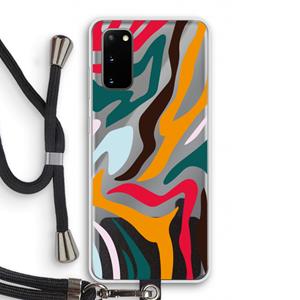 CaseCompany Colored Zebra: Samsung Galaxy S20 Transparant Hoesje met koord