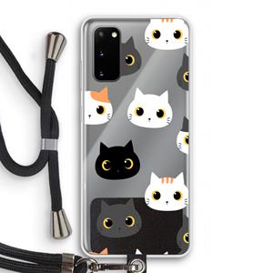 CaseCompany Katten: Samsung Galaxy S20 Transparant Hoesje met koord