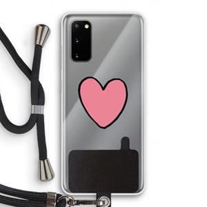 CaseCompany Hartje: Samsung Galaxy S20 Transparant Hoesje met koord