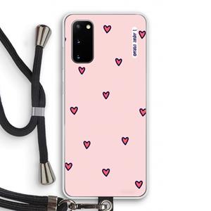 CaseCompany Hartjes: Samsung Galaxy S20 Transparant Hoesje met koord
