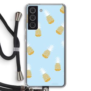 CaseCompany Ananasjes: Samsung Galaxy S21 FE Transparant Hoesje met koord