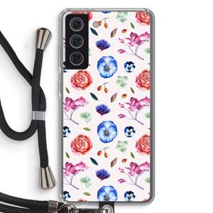 CaseCompany Bloemetjes: Samsung Galaxy S21 FE Transparant Hoesje met koord
