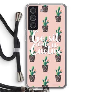 CaseCompany Cactus quote: Samsung Galaxy S21 FE Transparant Hoesje met koord