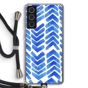 CaseCompany Blauwe pijlen: Samsung Galaxy S21 FE Transparant Hoesje met koord