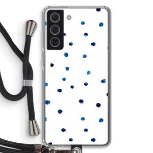 CaseCompany Blauwe stippen: Samsung Galaxy S21 FE Transparant Hoesje met koord
