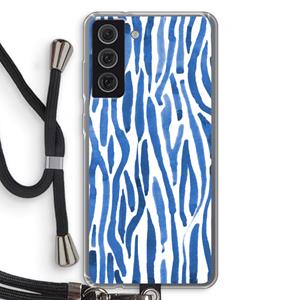 CaseCompany Blauwe nerven: Samsung Galaxy S21 FE Transparant Hoesje met koord