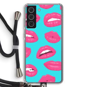 CaseCompany Bite my lip: Samsung Galaxy S21 FE Transparant Hoesje met koord