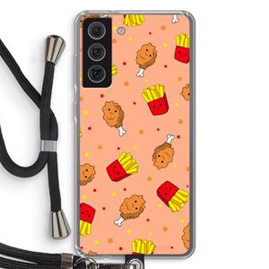 CaseCompany Chicken 'n Fries: Samsung Galaxy S21 FE Transparant Hoesje met koord