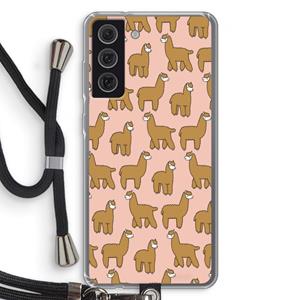 CaseCompany Alpacas: Samsung Galaxy S21 FE Transparant Hoesje met koord
