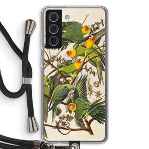 CaseCompany Carolinaparkiet: Samsung Galaxy S21 FE Transparant Hoesje met koord