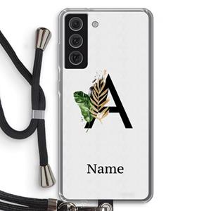 CaseCompany Charcoal Flora: Samsung Galaxy S21 FE Transparant Hoesje met koord