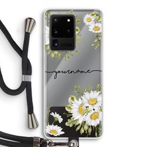 CaseCompany Daisies: Samsung Galaxy S20 Ultra Transparant Hoesje met koord