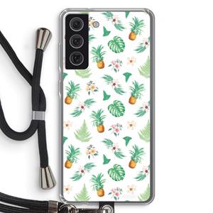 CaseCompany Ananas bladeren: Samsung Galaxy S21 FE Transparant Hoesje met koord