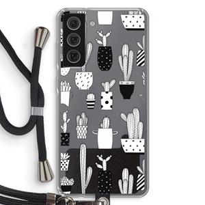 CaseCompany Cactusmotief: Samsung Galaxy S21 FE Transparant Hoesje met koord