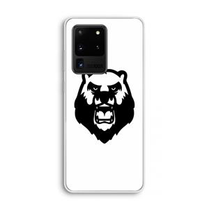 CaseCompany Angry Bear (white): Samsung Galaxy S20 Ultra Transparant Hoesje