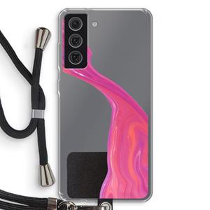 CaseCompany Paarse stroom: Samsung Galaxy S21 FE Transparant Hoesje met koord