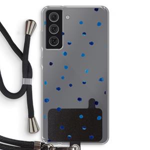 CaseCompany Blauwe stippen: Samsung Galaxy S21 FE Transparant Hoesje met koord