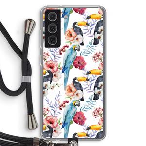 CaseCompany Bloemen tukan: Samsung Galaxy S21 FE Transparant Hoesje met koord