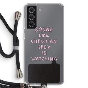 CaseCompany Christian Grey: Samsung Galaxy S21 FE Transparant Hoesje met koord