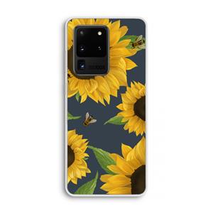 CaseCompany Sunflower and bees: Samsung Galaxy S20 Ultra Transparant Hoesje