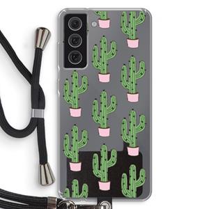 CaseCompany Cactus Lover: Samsung Galaxy S21 FE Transparant Hoesje met koord