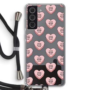 CaseCompany Chicks before dicks: Samsung Galaxy S21 FE Transparant Hoesje met koord