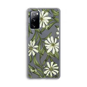 CaseCompany Wit bloemenpatroon: Samsung Galaxy S20 FE / S20 FE 5G Transparant Hoesje