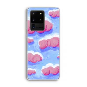 CaseCompany Roze wolken met vogels: Samsung Galaxy S20 Ultra Transparant Hoesje