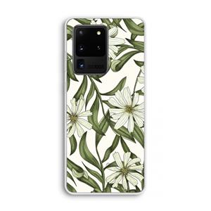 CaseCompany Wit bloemenpatroon: Samsung Galaxy S20 Ultra Transparant Hoesje