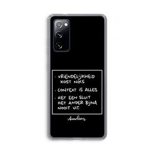CaseCompany Mijn Motto's: Samsung Galaxy S20 FE / S20 FE 5G Transparant Hoesje
