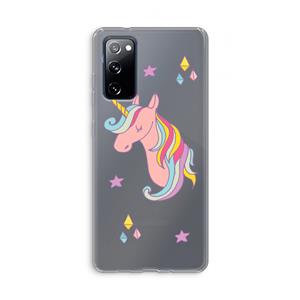 CaseCompany Roze eenhoorn: Samsung Galaxy S20 FE / S20 FE 5G Transparant Hoesje