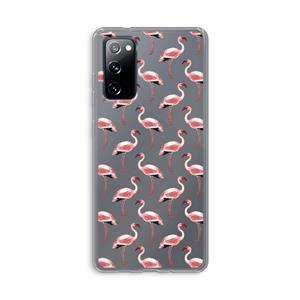 CaseCompany Flamingoprint groen: Samsung Galaxy S20 FE / S20 FE 5G Transparant Hoesje