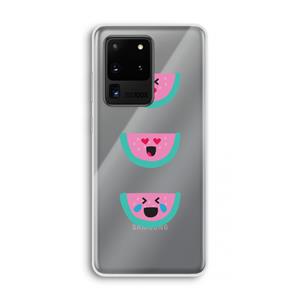 CaseCompany Smiley watermeloen: Samsung Galaxy S20 Ultra Transparant Hoesje