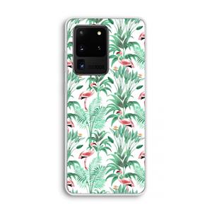 CaseCompany Flamingo bladeren: Samsung Galaxy S20 Ultra Transparant Hoesje