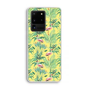 CaseCompany Flamingo party: Samsung Galaxy S20 Ultra Transparant Hoesje