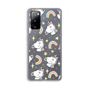CaseCompany Rainbow Unicorn: Samsung Galaxy S20 FE / S20 FE 5G Transparant Hoesje