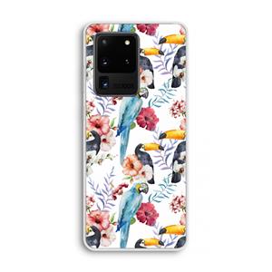 CaseCompany Bloemen tukan: Samsung Galaxy S20 Ultra Transparant Hoesje