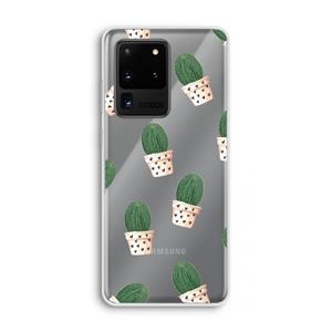 CaseCompany Cactusprint roze: Samsung Galaxy S20 Ultra Transparant Hoesje