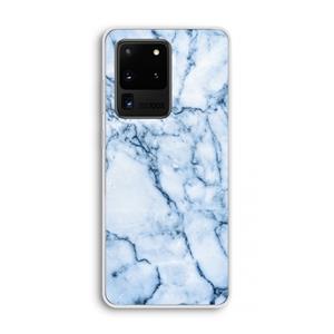 CaseCompany Blauw marmer: Samsung Galaxy S20 Ultra Transparant Hoesje