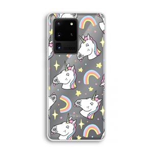 CaseCompany Rainbow Unicorn: Samsung Galaxy S20 Ultra Transparant Hoesje