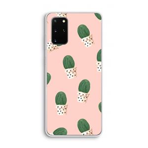 CaseCompany Cactusprint roze: Samsung Galaxy S20 Plus Transparant Hoesje