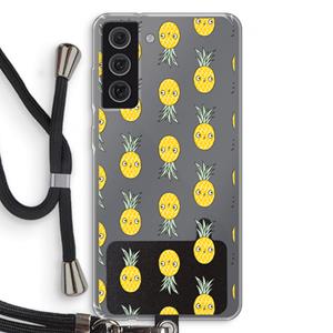 CaseCompany Ananas: Samsung Galaxy S21 FE Transparant Hoesje met koord