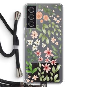 CaseCompany Botanical sweet flower heaven: Samsung Galaxy S21 FE Transparant Hoesje met koord
