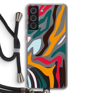 CaseCompany Colored Zebra: Samsung Galaxy S21 FE Transparant Hoesje met koord