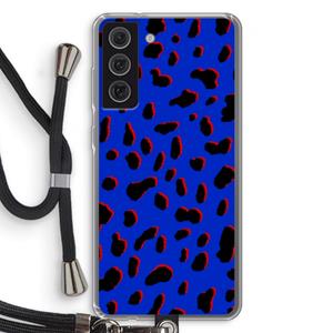 CaseCompany Blue Leopard: Samsung Galaxy S21 FE Transparant Hoesje met koord